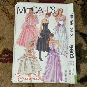 Brooke Shields McCall’s 9603 Party Dress Pattern Vintage 1985 Sizes 6,8,10 UNCUT